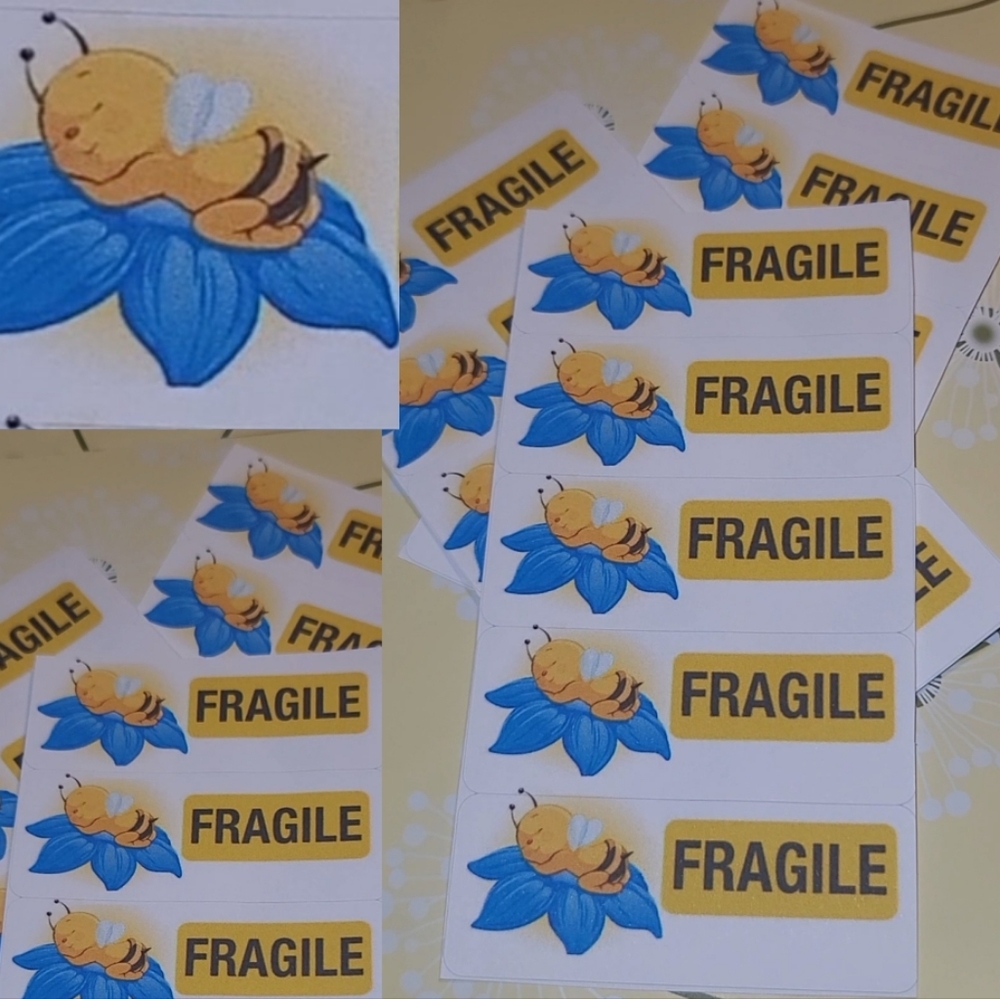60 ct Bee fragile stickers